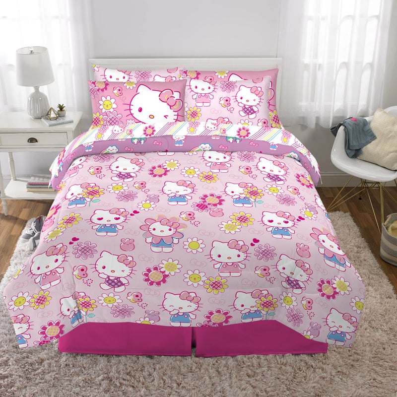 Franco Kids Bedding Super Soft Comforter and Sheet Set with Sham, 7 Piece Full Size, Hello Kitty(Prints may vary) - Image 4