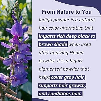 minature Indigo Powder Indigofera Tinctoria by mi nature For Hair Hair Dye color Ideal for Natural Black Colour Pure Natural with No Preservative Made in India 227g 12 lb 8 ounce - Image 2