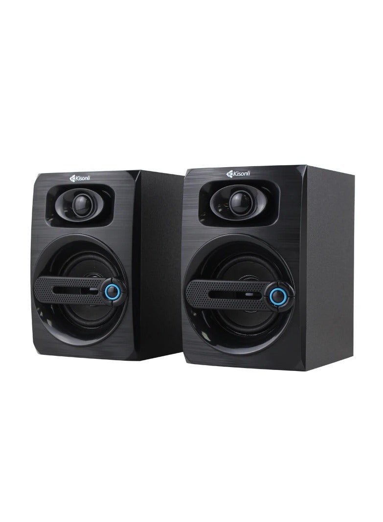 كيسونلي مكبر صوت Kisonli T-010 USB ستيريو للكمبيوتر والمنزل – صوت واضح بمدى 90Hz-20kHz ومدخل AUX مع تصميم مدمج - Image 1