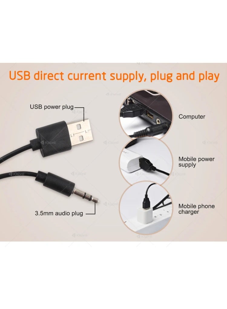 كيسونلي مكبر صوت Kisonli T-010 USB ستيريو للكمبيوتر والمنزل – صوت واضح بمدى 90Hz-20kHz ومدخل AUX مع تصميم مدمج - Image 5