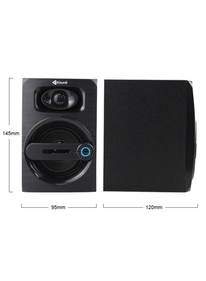 كيسونلي مكبر صوت Kisonli T-010 USB ستيريو للكمبيوتر والمنزل – صوت واضح بمدى 90Hz-20kHz ومدخل AUX مع تصميم مدمج - Image 4