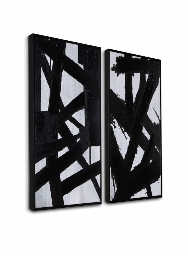 Zessonic Black And White Abstract Wall Art - Black Painting Stroke Graffiti Artwork for Living Room, Bedroom, Office Decor,16" x 24" x 2 - Image 1