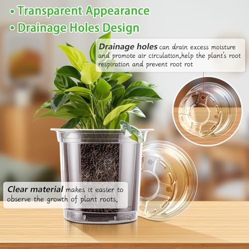 SupKing Clear Nursery Pots 5/4/3.5 Inch Plastic Seed Starter Plant Flower Pot with Drainage Holes for Transplanting Succulents Cuttings Seedlings 15 Labels (12Pcs) - Image 3