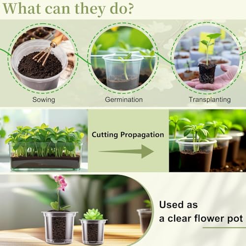 SupKing Clear Nursery Pots 5/4/3.5 Inch Plastic Seed Starter Plant Flower Pot with Drainage Holes for Transplanting Succulents Cuttings Seedlings 15 Labels (12Pcs) - Image 4