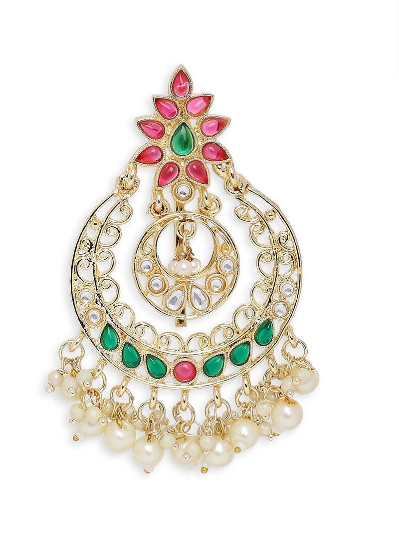 Oomph! Jewellery Gold Tone Ethnic Hair Bun Pin - Juda Pin - Jadau Floral Design for Women & Girls Stylish Latest (HST20_O) - Image 1