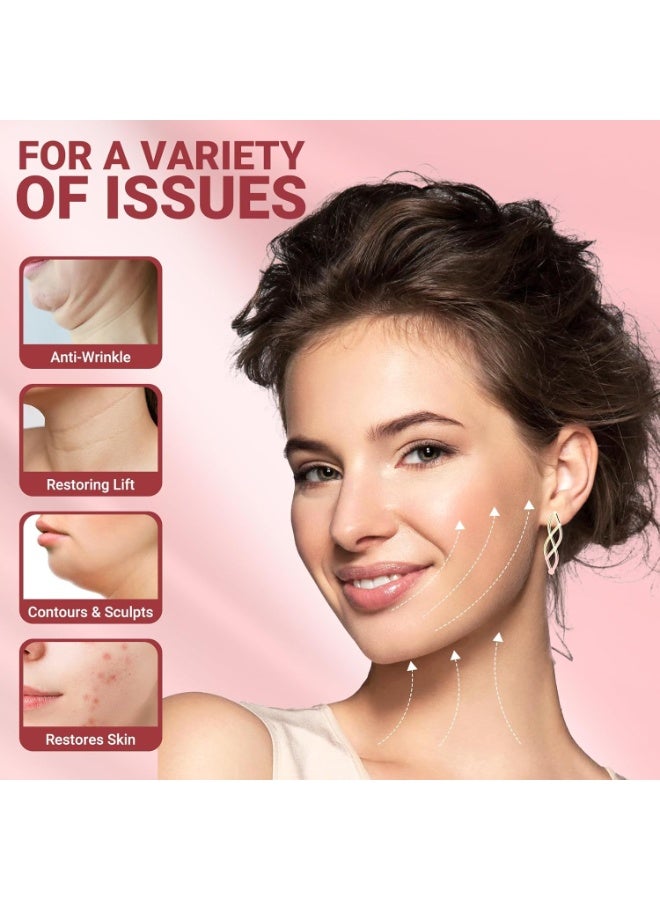 عام قناع رفع خط V قابل لإعادة الاستخدام مع حزام الذقن للنوم ، رفع الوجه منع الترهل ، تمرين الفك ، وردي فاتح ، م - Image 2