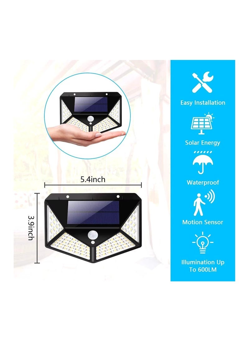 ELTRAZONE 100 LED Solar-Powered Motion Sensor Wall Lamp | IP65 Waterproof Outdoor Infrared Light for Garden, Patio, Yard, Pathway | Bright Solar Security Light with Wide-Angle Detection | Energy-Efficient Wall-Mounted Night Lighting for Home Exterior  - Image 2