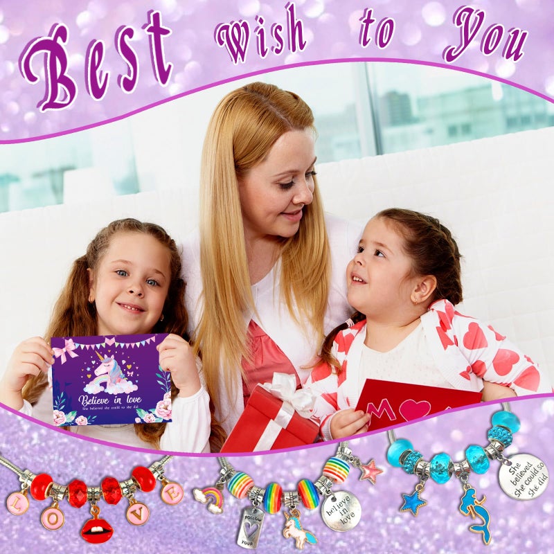 Klmars Charm Bracelet/Jewelry Making Kits for Kids Girls,Unicorn Birthday Gifts,Arts Crafts Toys for 5 6 7 8 9 12 Years Old Girls - Image 3