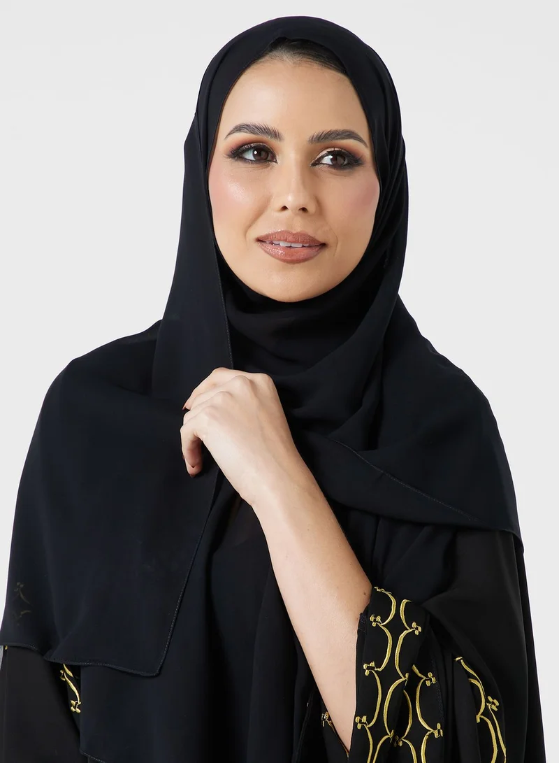hayas closet Embroidered Flared Sleeve Abaya