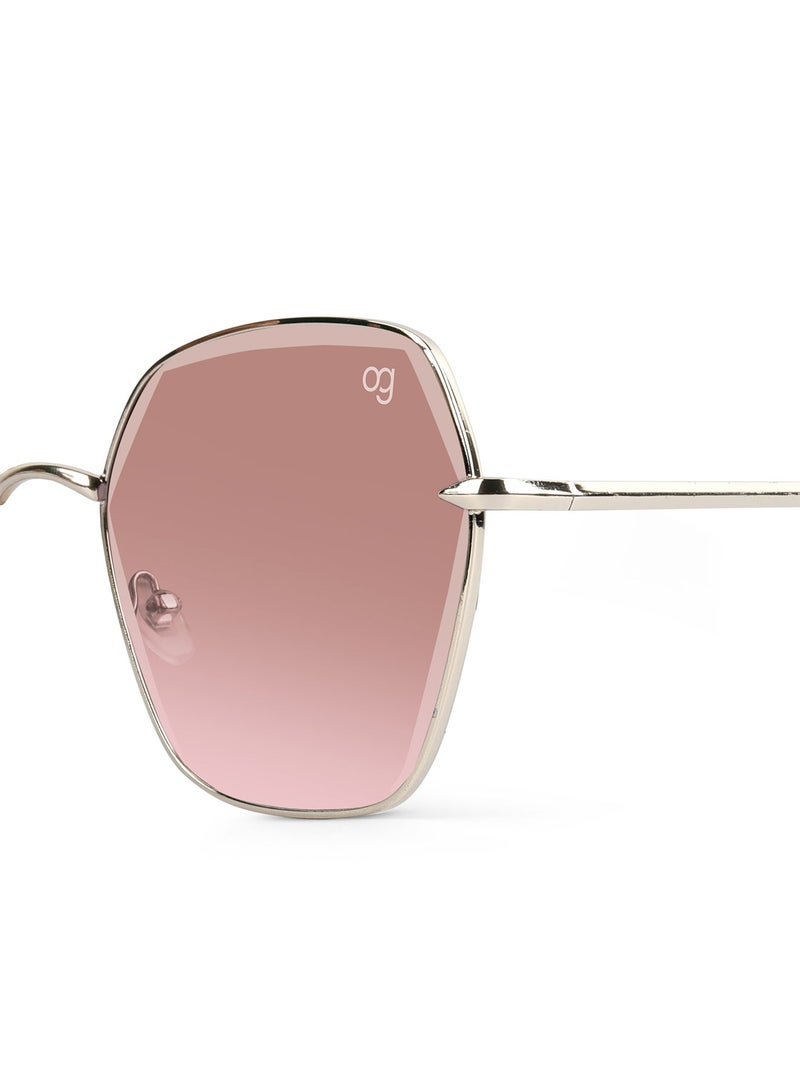 ووجلز نظارة شمسية نسائية أنيقة بحماية من الأشعة فوق البنفسجية بتصميم سداسي باللون الخوخي - Image 3