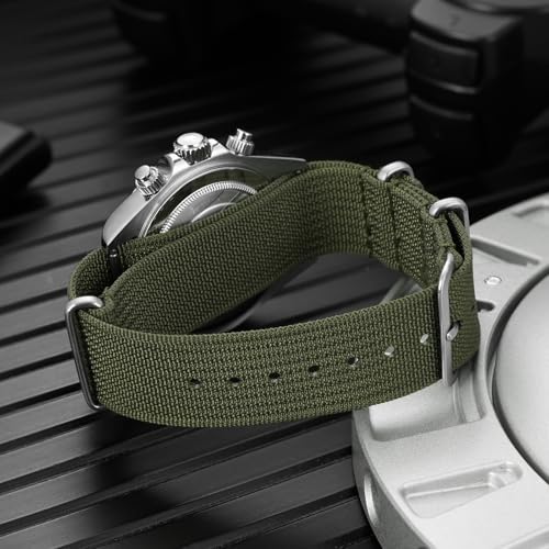 TACTICAL FROG Nylon Watch Band 18mm 19 mm 20mm 22 mm 24 mm, Waterproof Military Watch Straps Replacement for Men Women, With Stainless Steel Buckle (Green, 18mm) - Image 3