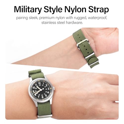 TACTICAL FROG Nylon Watch Band 18mm 19 mm 20mm 22 mm 24 mm, Waterproof Military Watch Straps Replacement for Men Women, With Stainless Steel Buckle (Green, 18mm) - Image 4