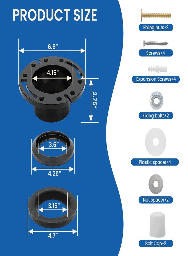 MEASUREMAN 3" RV Toilet Flange Repair Kit for Dometic 300, 310, 320 Toilets，Includes 12" Hose & All Hardware，Fixes Leaks & Odors - Image 2