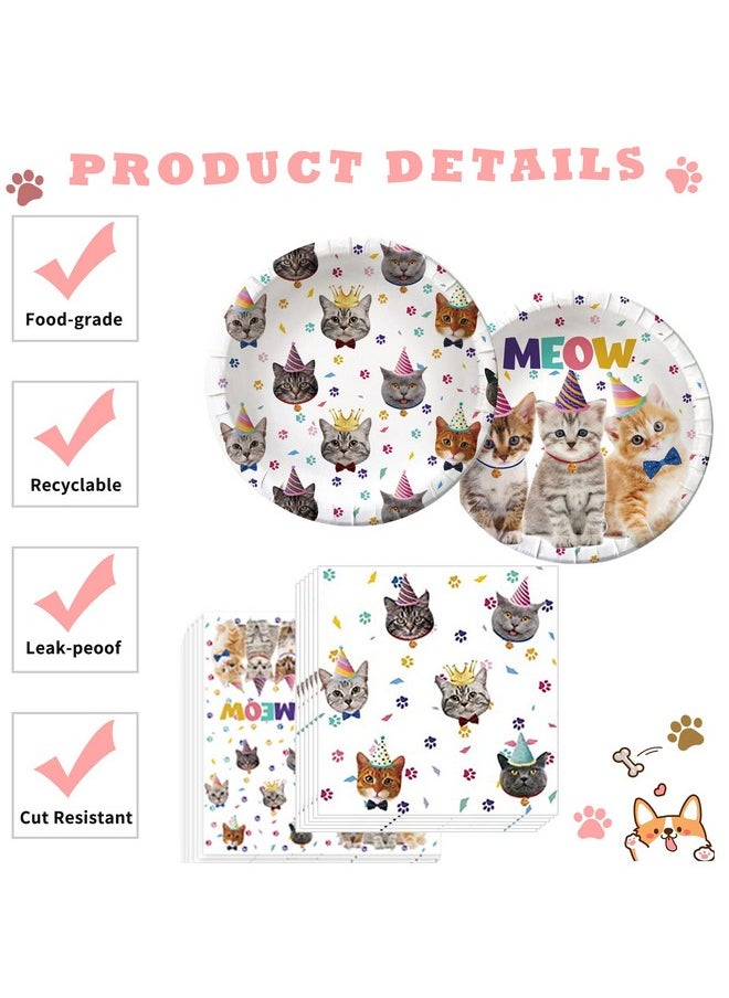 Bluegogo 137PCS Cat Birthday Party Supplies Serves 20 Guests Kitten Birthday Party Decorations Cat Party Plates Banner Napkins Balloons Tablecloth Cake Toppers for Cat Themed Birthday Party Supplies  - Image 4