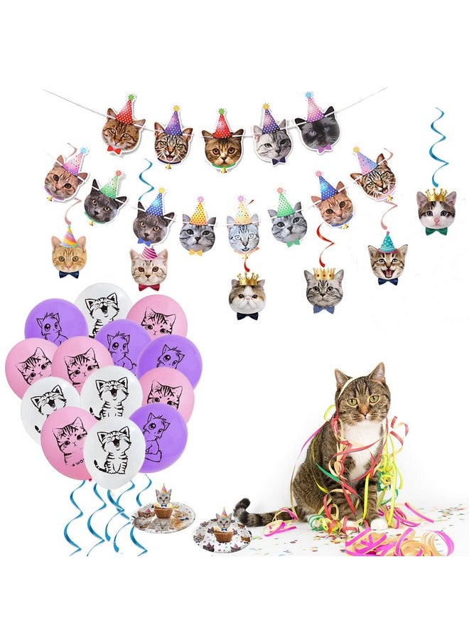 Bluegogo 137PCS Cat Birthday Party Supplies Serves 20 Guests Kitten Birthday Party Decorations Cat Party Plates Banner Napkins Balloons Tablecloth Cake Toppers for Cat Themed Birthday Party Supplies  - Image 5