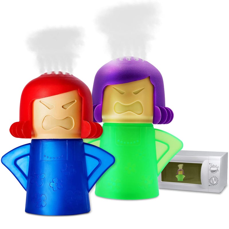 Abnaok Microwave Cleaner 2 PCS Angry Mama Microwave Cleaner Microwave Oven Steam Cleaner Easily Clean in Minutes Cleans Add Vinegar and Water for Home or Office with English Manual