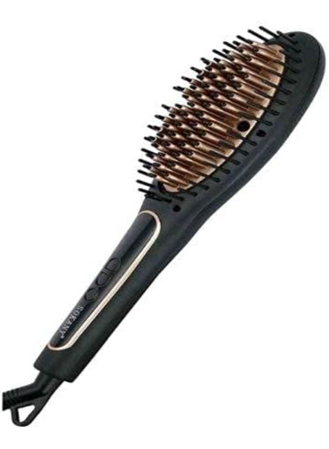 SOKANY Thermal Hair Straightening Brush - 100W, LCD Display, and Thermal Ionic Technology - Up to 750°F for Professional Results and Silky Smooth Hair in Minutes - Black. - Image 3