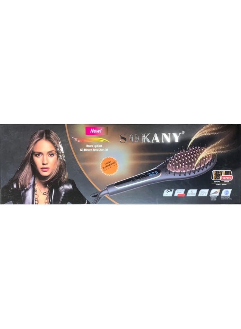 SOKANY Thermal Hair Straightening Brush - 100W, LCD Display, and Thermal Ionic Technology - Up to 750°F for Professional Results and Silky Smooth Hair in Minutes - Black. - Image 5
