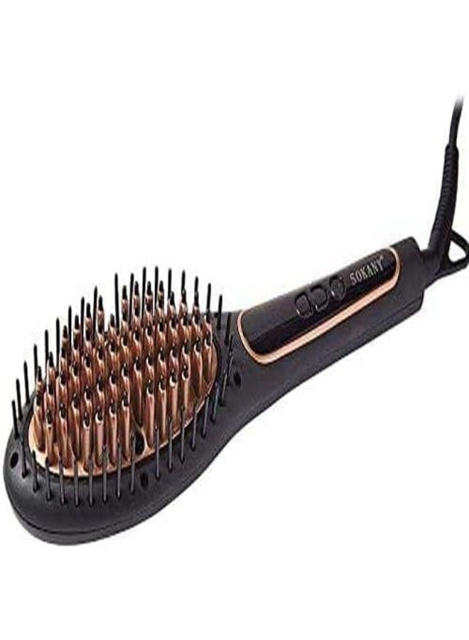 SOKANY Thermal Hair Straightening Brush - 100W, LCD Display, and Thermal Ionic Technology - Up to 750°F for Professional Results and Silky Smooth Hair in Minutes - Black. - Image 4
