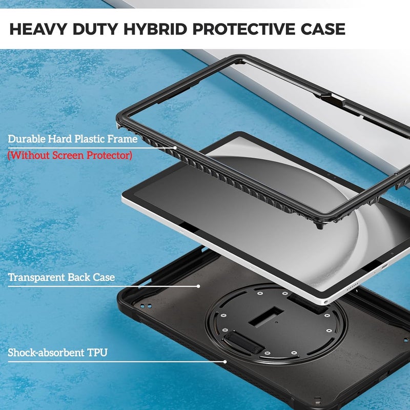 Procases Compatible For Galaxy Tab A9 Plus 11 Inch 2023 Case, Heavy Duty Shockproof Rugged Case 360 Degree Rotatable Kickstand Protective Cover For 11" Galaxy Tab A9+ Tablet Sm-X210/X216/X218 -Black - Image 2