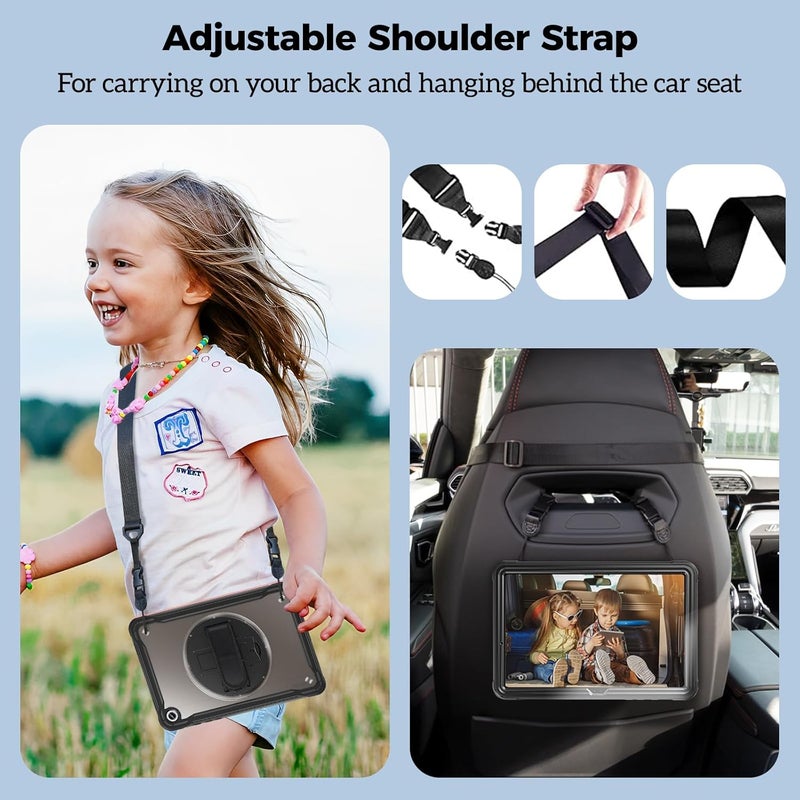 Procases Compatible For Galaxy Tab A9 Plus 11 Inch 2023 Case, Heavy Duty Shockproof Rugged Case 360 Degree Rotatable Kickstand Protective Cover For 11" Galaxy Tab A9+ Tablet Sm-X210/X216/X218 -Black - Image 4