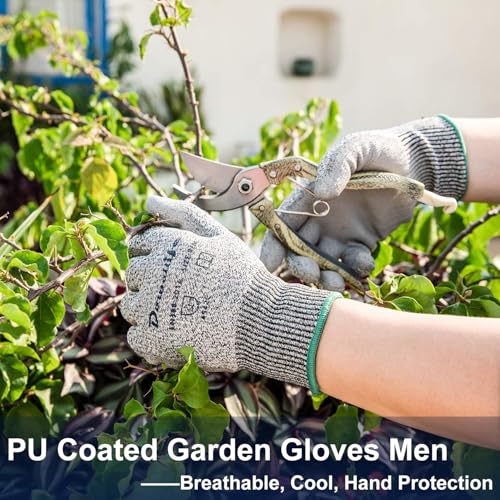 Dowellife Level 5 Cut Resistant Work Gloves for Men and Women, PU Coated Breathable Gardening Gloves, Thin Flexible and Firm Grip for Mechanics and Fishing (Medium, Grey) - Image 4