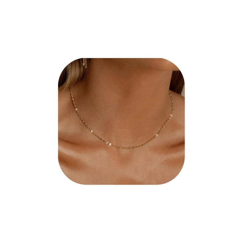 BAYLAY Gold Chain for Women - 18K Gold Plated Chain Necklace Woman Dainty Gold Necklace for Women Gold Jewelry Gifts Size 18 inch - Image 1