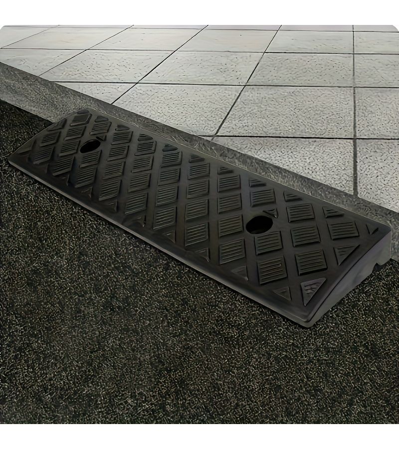 2pcs Black Heavy Duty Plastic Curb Ramps with Non Slip Surface and Rounded Corners All Terrain Sturdy A Frame Design Suitable for Cars Wheelchairs and Equipment Durable Easy to Store Indoor Outdoor Use Versatile for Vehicles - Image 4