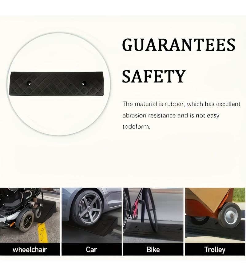2pcs Black Heavy Duty Plastic Curb Ramps with Non Slip Surface and Rounded Corners All Terrain Sturdy A Frame Design Suitable for Cars Wheelchairs and Equipment Durable Easy to Store Indoor Outdoor Use Versatile for Vehicles - Image 2