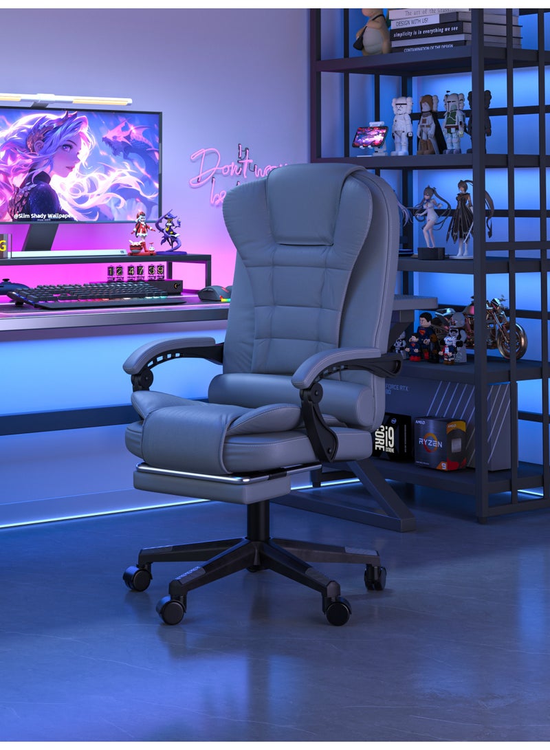 نيولان كرسي مكتب مريح ذو ظهر مرتفع مع مسند قدم قابل للسحب، إمالة 135 درجة، تعديل الارتفاع ومساند ذراع ثلاثية الأبعاد – كرسي من جلد PU فاخر للاستخدام المنزلي والمكتبي والألعاب - Image 1