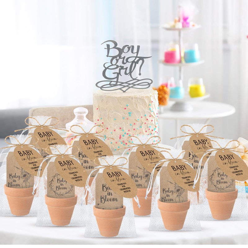 Reallnaive Baby Shower Party Favors Baby in Bloom Envelopes Seed Packets Include 24 Mini Terracotta Pots Seed Packets 24 Self Adhesive Envelopes Thank You Tags Gifts for Party(Kraft Paper) - Image 5