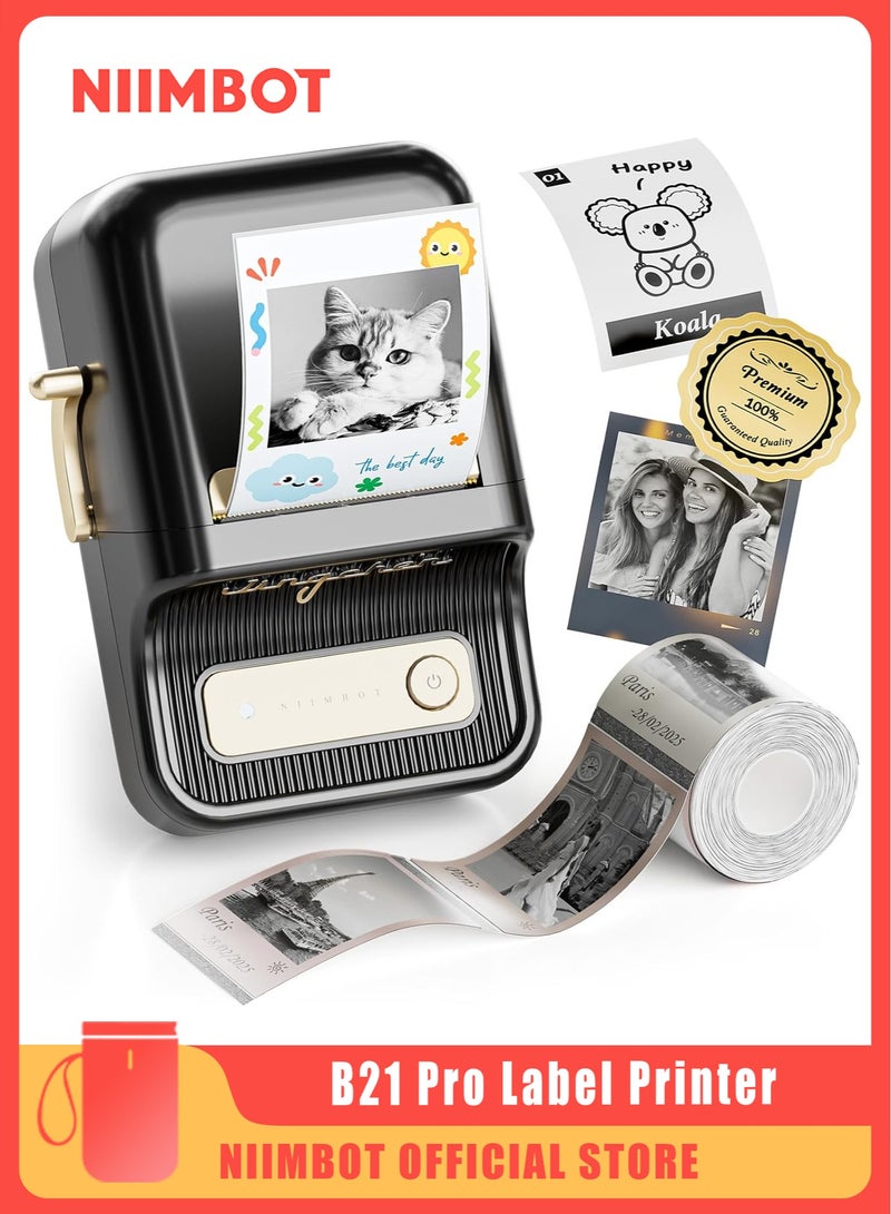 نيمبوت طابعة ملصقات بي 21 برو، طابعة ملصقات عالية الدقة 300 نقطة لكل بوصة، مثالية للملاحظات والصور ورسومات الدراسة وصانع المذكرات، 50 × 30 ملم، 230 قطعة (أسود) - Image 1