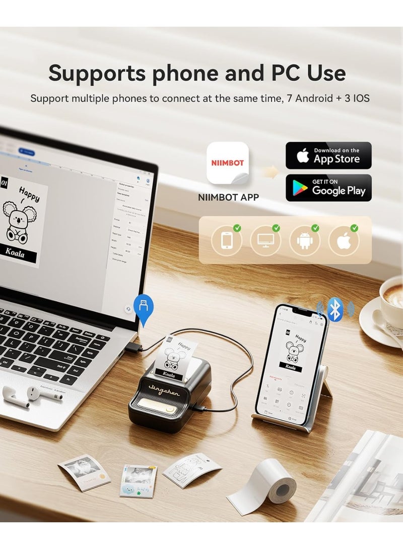 نيمبوت طابعة ملصقات بي 21 برو، طابعة ملصقات عالية الدقة 300 نقطة لكل بوصة، مثالية للملاحظات والصور ورسومات الدراسة وصانع المذكرات، 50 × 30 ملم، 230 قطعة (أسود) - Image 4