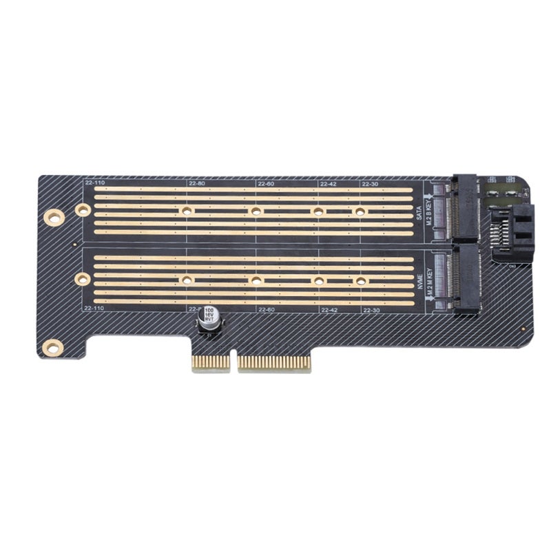 M.2 NVMe SSD NGFF to PCIE X4 Converter with 240 Copper Hole Heat Dissipation - Thickened Gold-Plated PCB for Stable High-Speed Signal Transmission - Large-Capacity Tantalum Capacitor Dual Interface Ca - Image 2