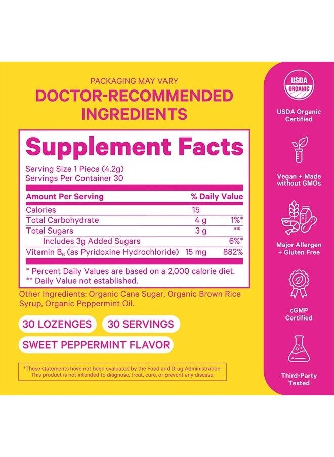 Pink Stork - PMS Sweets: Organic Peppermint Hard Candy for Period Support, Vitamin B6, Supports Menstrual Cycle, Hormone Balance for Women, Women-Owned, 30 Lozenges - Image 1