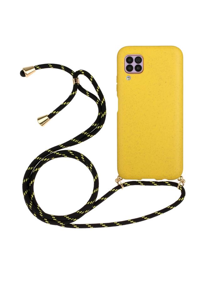 Green Tiger Case For Huawei P40 Lite Wheat Straw Material + TPU Protective Case with Lanyard - Image 1