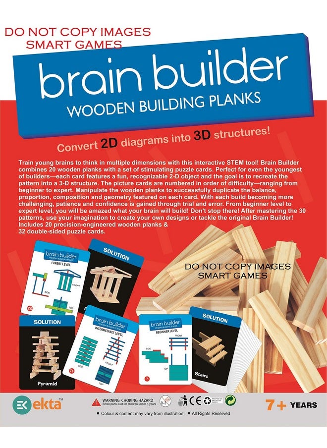 Ekta - Brain Builder Wooden Building Planks (Set-2)- Multi Color (50 Pieces) - Image 1