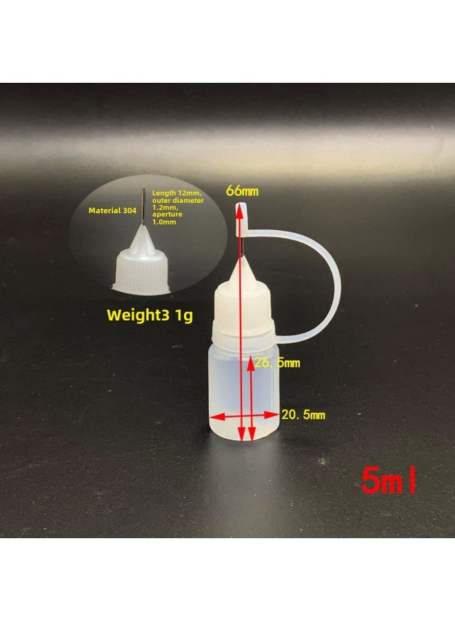 Make-up Water Is Bottled 5ml 10ML 20ml 50ml Syringe Bottle Pointed Mouth Empty Bottle PET Bottle Dispensing Bottle-Color:5ml Pinhole Bottle (assembled)  - Image 1