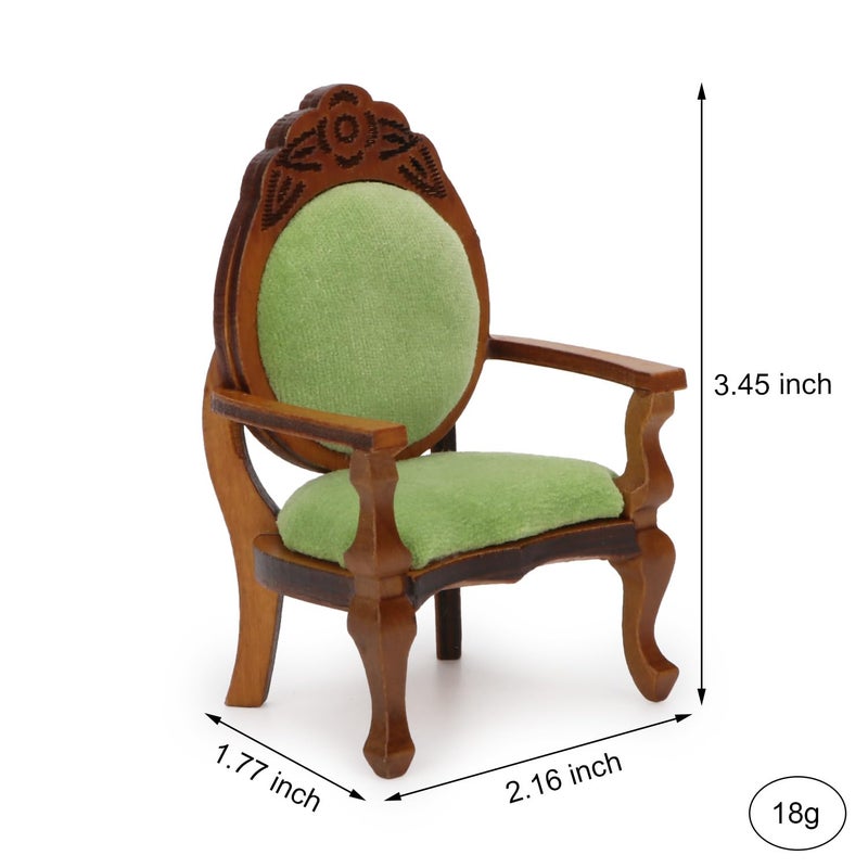 Cutemini Dollhouse Chair Miniature Furniture Retro Vintage Chair Wooden Accessories 1:12 Chairs Upholstered Victorian Carved Armchair for Christmas Decoration Ornament (B) - Image 5