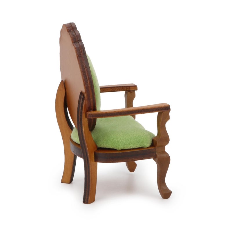 Cutemini Dollhouse Chair Miniature Furniture Retro Vintage Chair Wooden Accessories 1:12 Chairs Upholstered Victorian Carved Armchair for Christmas Decoration Ornament (B) - Image 3
