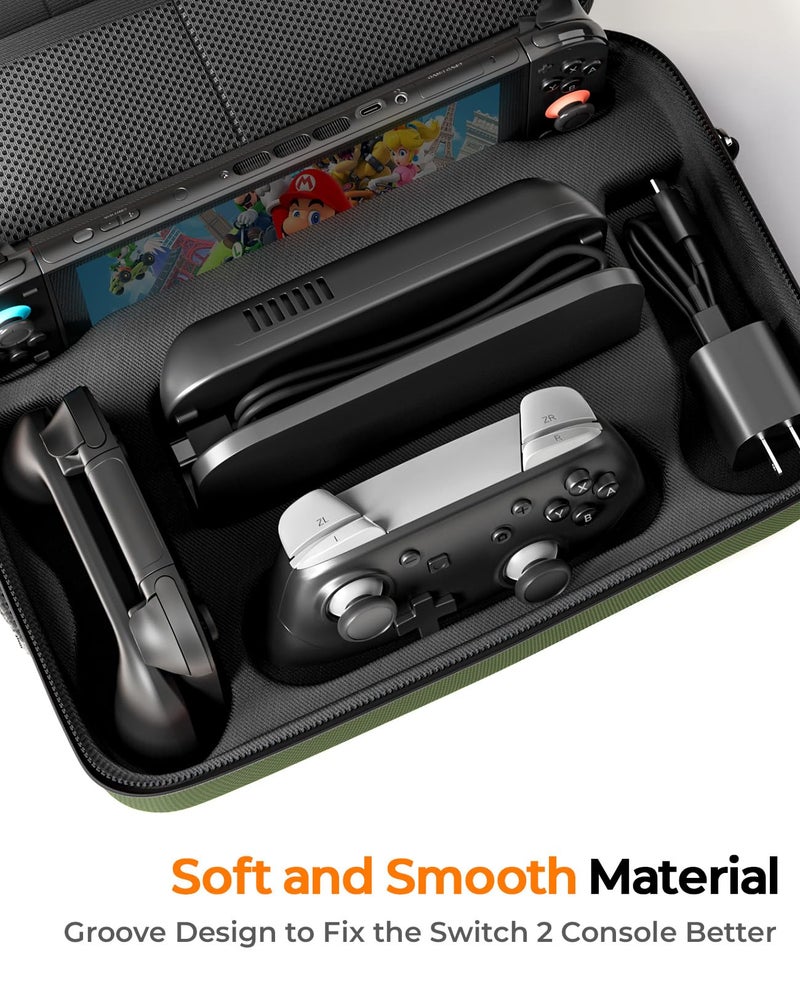 COOWPS Switch 2 Carrying Case 2025, with 4Pcs Thumb Grips, 20 Game Card Slots, Portable Travel Hard Full Protection All In One Storage Case for Nintendo Switch 2 Console Pro Controller Accessories - Image 4
