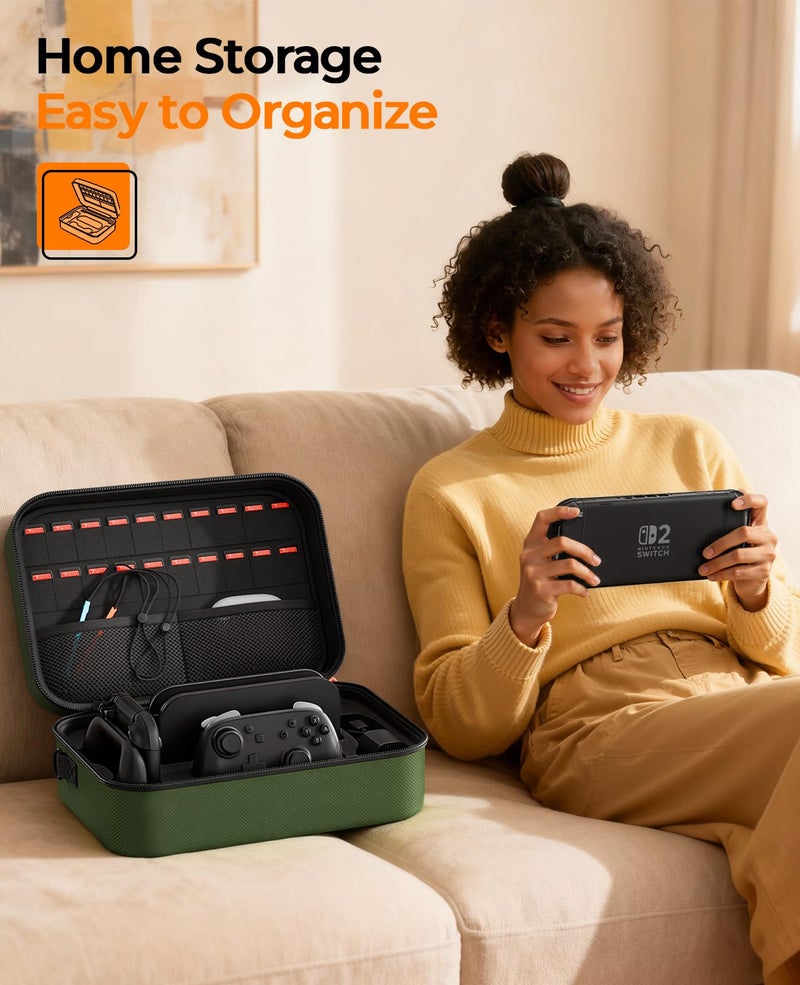 COOWPS Switch 2 Carrying Case 2025, with 4Pcs Thumb Grips, 20 Game Card Slots, Portable Travel Hard Full Protection All In One Storage Case for Nintendo Switch 2 Console Pro Controller Accessories - Image 5