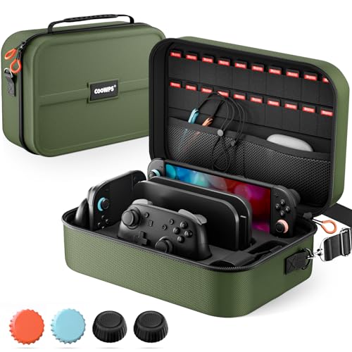 COOWPS Switch 2 Carrying Case 2025, with 4Pcs Thumb Grips, 20 Game Card Slots, Portable Travel Hard Full Protection All In One Storage Case for Nintendo Switch 2 Console Pro Controller Accessories - Image 1