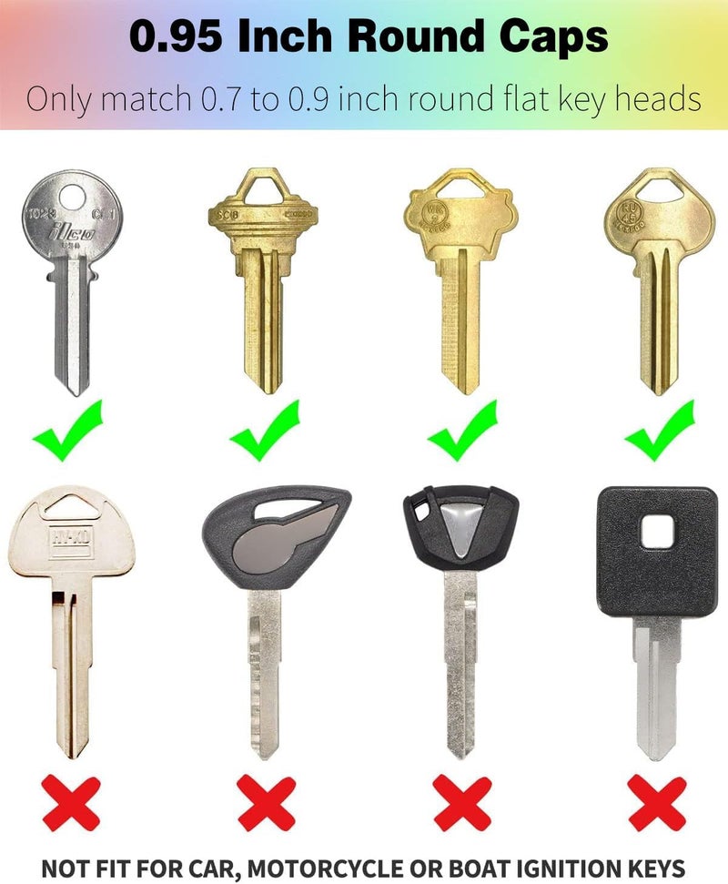 Vibit 32 Pack Key Cap Tags Set in 8 Assorted Colors Plastic Key Identifier Coding Label Covers for Standard Flat House Keys, 2 Styles - Image 4