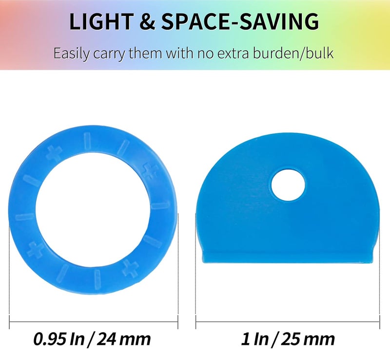 Vibit 32 Pack Key Cap Tags Set in 8 Assorted Colors Plastic Key Identifier Coding Label Covers for Standard Flat House Keys, 2 Styles - Image 5