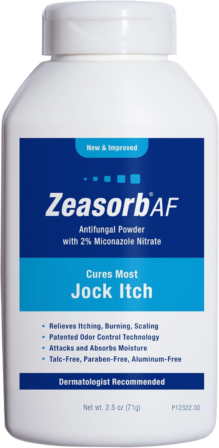 Zeasorb Zeasorb Super Absorbent Antifungal Treatment Powder for Jock Itch, Dermatologist Recommended, Attacks & Absorbs Moisture, Patented Odor Control Technology, with Bentonite Clay and Aloe, 2.5 oz bottle