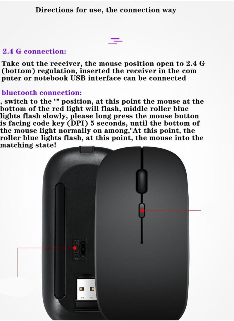 Generic - Ultra-Thin Wireless Mouse, Bluetooth 5.0 Dual-Mode Computer Tablet Mute Mouse（Grey） - Image 1