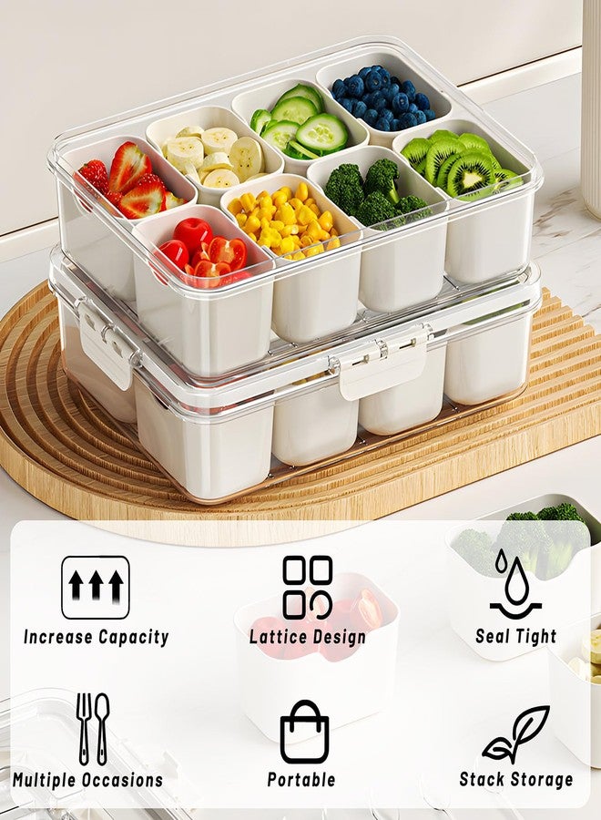 WETRBWEH Snack Box Container with Insulated Cooler Bag, Divided Serving Tray with Lid and Handle Beach Essentials, Snackle Box Veggie Tray Fruit Tray with 8 Compartments & 8 Forks & 2 Spoon - Image 5