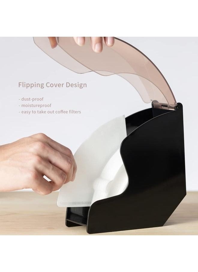yongsheng Filter Paper Holder Multicolour 17.3*7*16.5cm-Coffee Filter Holder, Coffee Filter Paper Holder Storage Dispenser Rack with Dustproof Cover For V60 Cone Coffee Filters Paper, Storage Capacity of 100pcs Coffee Filter Paper (Black)  - Image 2