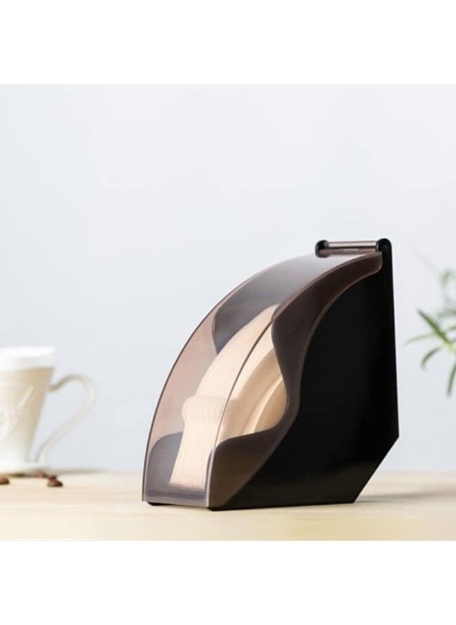 yongsheng Filter Paper Holder Multicolour 17.3*7*16.5cm-Coffee Filter Holder, Coffee Filter Paper Holder Storage Dispenser Rack with Dustproof Cover For V60 Cone Coffee Filters Paper, Storage Capacity of 100pcs Coffee Filter Paper (Black)  - Image 4